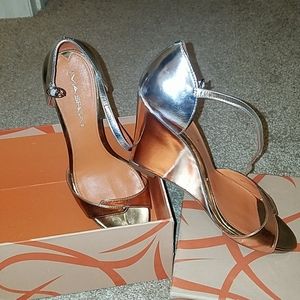 Via Spiga Tri-color Metallic Wedges